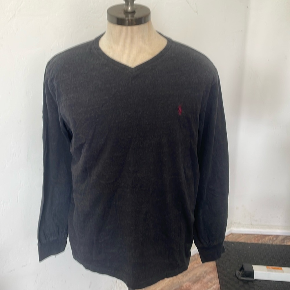 Polo by Ralph Lauren gray long sleeve size large with a v neck